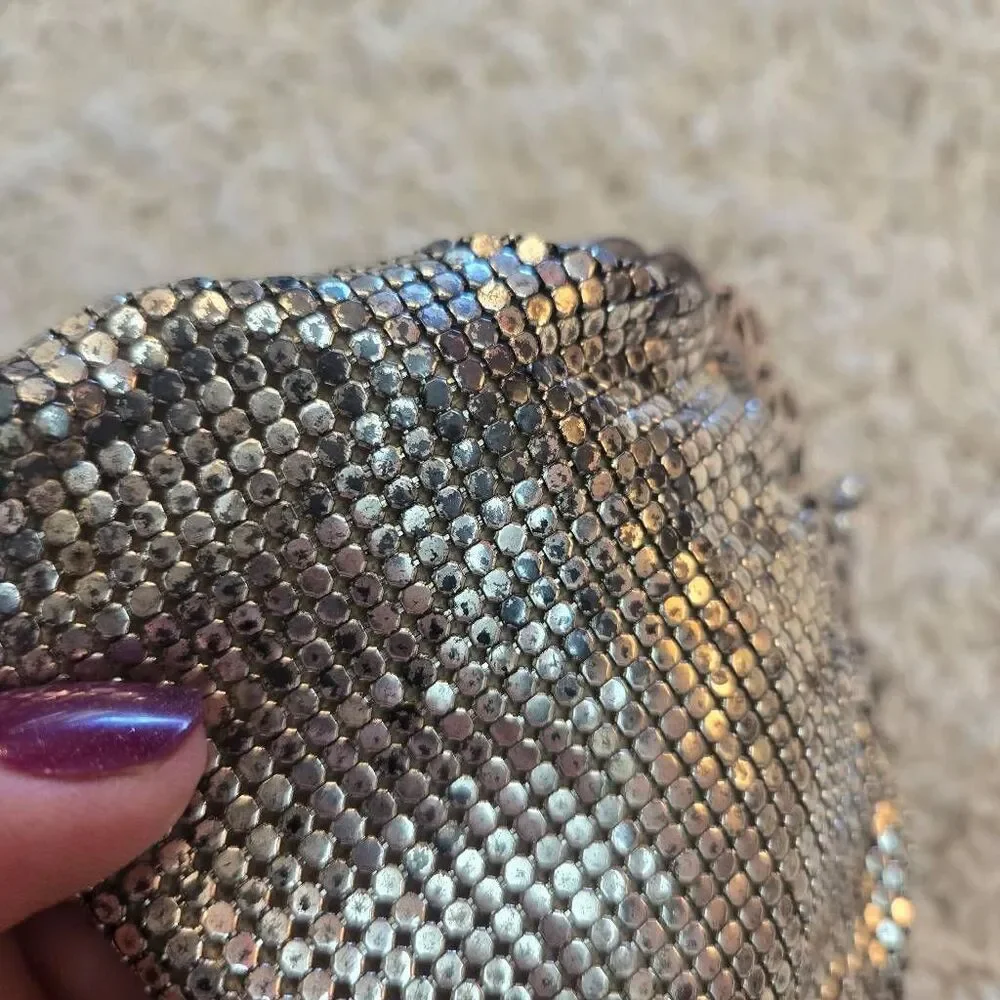 Whiting & Davis Silver Metal Mesh Bag #2957 Lined Vintage 1940s-1950s
